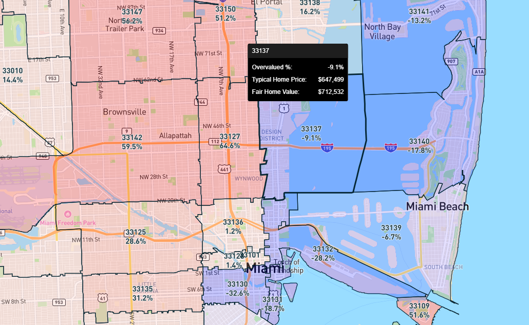 Access Overvaluation % data by ZIP code under a Reventure Premium Plan. 
